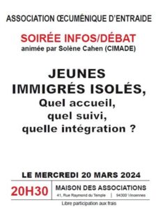 soirée Infos-débat du 20 mars Jeunes mineurs isolés